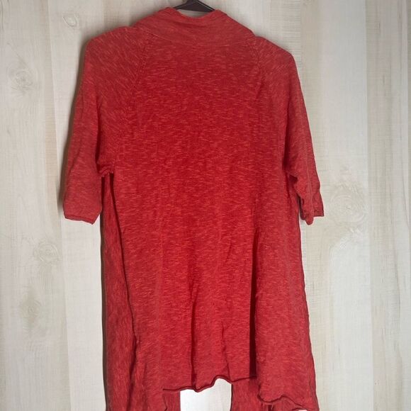 Eileen Fisher Red Linen Blend Open Front Cardigan 3/4 Sleeve Casual Medium - Picture 9 of 14